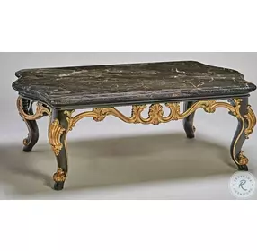 Grand Traditions Polished Michelangelo Marble And Crotch Walnut Rectangular Cocktail Table