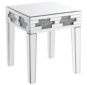 Noralie Silver Square Mirrored Top End Table