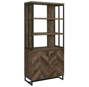 Millbrook Rustic Oak Herringbone And Gunmetal Bookcase