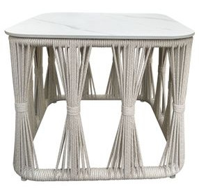 Alexa Outdoor Seating White Outdoor Square Stone Top Side Table