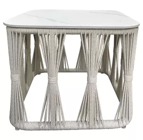 Alexa Outdoor Seating White Outdoor Square Stone Top Side Table
