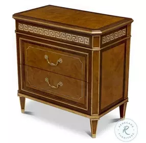 Finneas Myrtle Burl And Gold Gilt Nightstand