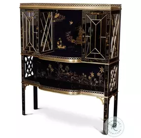 Chinoiserie Chinoiserie Black Bar Cabinet