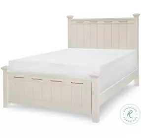 Lake House Pebble White Full Low Poster Bed