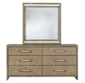 Arlington Nutmeg 6 Drawer Dresser and Rectangular Mirror