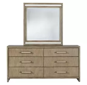 Arlington Nutmeg 6 Drawer Dresser and Rectangular Mirror