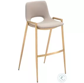 Desi Beige and Gold Bar Stool Set of 2