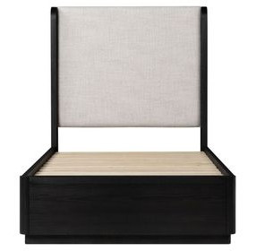 Modena Midnight Blue and Cream Twin Upholstered Panel Bed