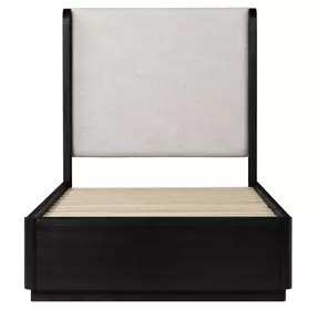Modena Midnight Blue and Cream Twin Upholstered Panel Bed