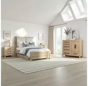 Cornerstone French Oak Panel Bedroom Set with Cushions