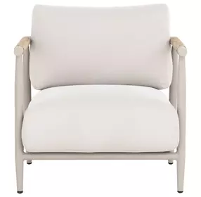 Brielle Palazzo Cream and Greige Performance Fabric Upholstered Outdoor Lounge Chair