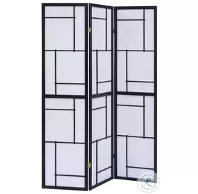 900102 Black 3 Panel Folding Screen