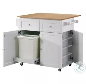Jalen Natural Brown And White Kitchen Cart