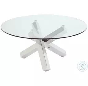 9008 Clear Glass And Polished Stainless Steel Cocktail Table