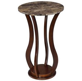 Elton Brown And Marble Top Round Accent Table