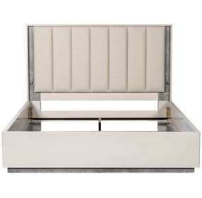 Alvara Stone and Taupe Queen Upholstered Platform Bed with LED