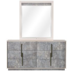 Pavira Stone 6 Drawer Dresser with Mirror and LED