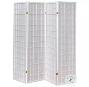 902626 White 4 Panel Folding Screen