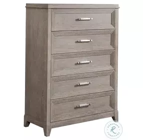 Fairmont Washed Taupe And Silver Champagne 5 Drawer Chest