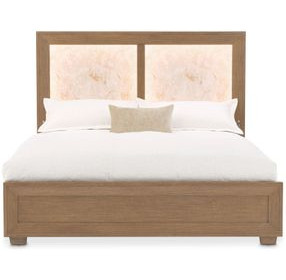 Portrait Sienna Brown Queen Panel Bed with LED and USB Charging