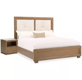 Portrait Sienna Brown Panel Bedroom Set with LED and USB Charging