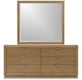 Portrait Sienna Brown 6 Drawer Dresser with LED and Rectangular Mirror