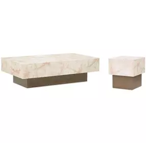 Portrait Sienna Brown and Creamy Peach Rectangular Occassional Table Set