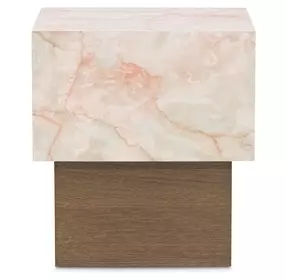 Portrait Sienna Brown and Creamy Peach Square End Table
