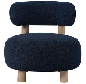 Zonie Blue Boucle Barrel Back Accent Chair
