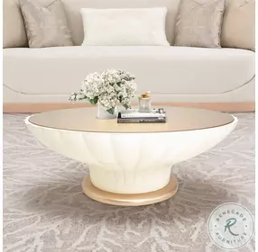 La Rachelle Medium Champagne Scalloped Round Occasional Table Set