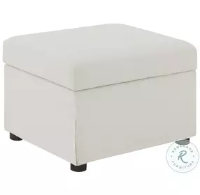 Winter Beige Hydraulic Lift Top Storage Ottoman