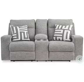 Biscoe Pewter Performance Fabric Power Reclining Console Loveseat