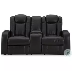Caveman Den Midnight Power Reclining Console Loveseat with Adjustable Headrest