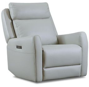 Brago Gray Leather Swivel Glider Power Recliner with USB Charging