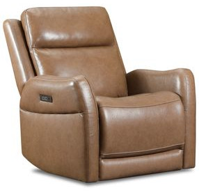 Frances Brown Leather Swivel Glider Power Recliner with USB Charging