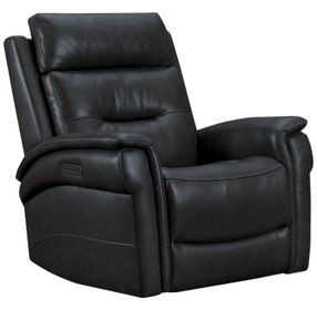 Dunky Gray Leather Swivel Glider Power Recliner with USB Charging