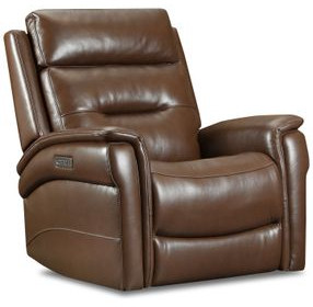 Dunky Brown Leather Swivel Glider Power Recliner with USB Charging