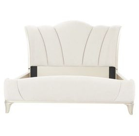 La Marisia Champagne Gold and Tranquil California King Upholstered Panel Bed with USB Charging