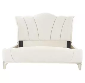 La Marisia Champagne Gold and Tranquil California King Upholstered Panel Bed with USB Charging