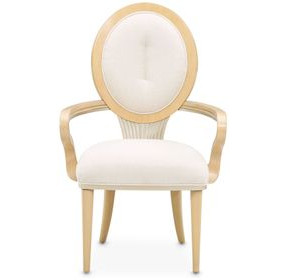 Camellia Field Cornsilk Upholstered Dining Arm Chair Set of 2
