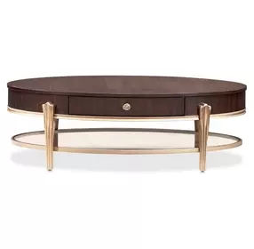 Camellia Field Warm Pecan Oval Cocktail Table