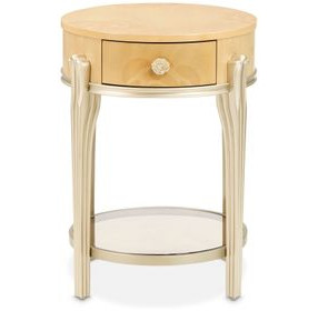 Camellia Field Caramel Oval End Table with Drawer
