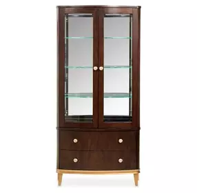 Camellia Field Warm Pecan 2 Door Display Cabinet
