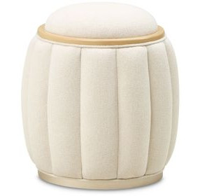 Camellia Field Cornsilk Upholstered Round Bench