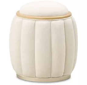Camellia Field Cornsilk Upholstered Round Bench