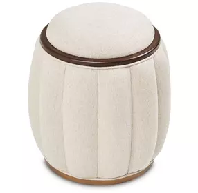 Camellia Field Linen and Warm Pecan 19" Round Bench