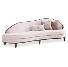 Camellia Field Porcini and Warm Pecan Asymmetrical Velvet 107" Sofa