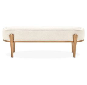 Camellia Field Linen and Antique Gold 56" Accent Bench