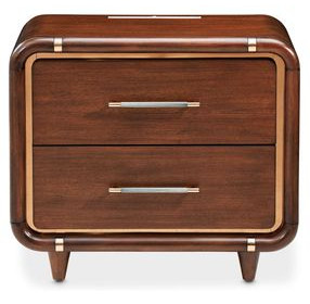 Parkstead Umber 2 Drawer Nightstand with LED Lighting