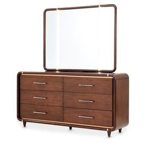 Mason Park Umber 6 Drawer Dresser with Mirror and LED Lighting